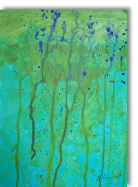 Shades of green with blue form organic looking tree forms