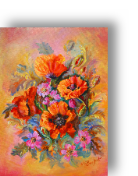 Wildroses and oriental poppies